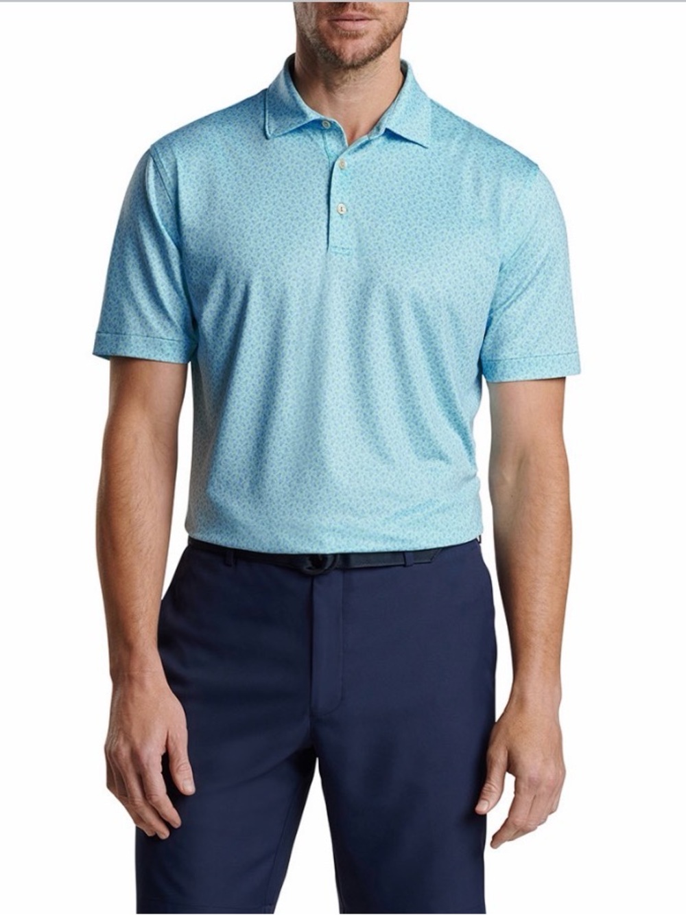 PETER MILLAR Men's Cabana Blue Birdie Time Performance Jersey Polo MS24EK20S